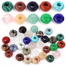 6 件/包天然大孔扁圆形算盘珠，14 毫米，多种款式可选，时尚休闲复古手工 DIY 珠子，适用于手链项链珠宝吊坠制作 - 彩色 - 查看 3