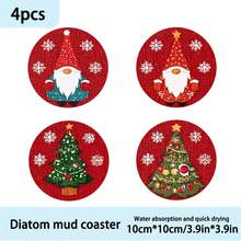 1 Set/4 Stücke/6 Stücke/300 Stücke Weihnachts-Zwerg-Muster bedruckte Diatomeenerde-Untersetzer, geeignet für Zuhause, Café, Nachmittagstee, Restaurant Dekoration, Themenparty, tägliche Dekoration, können als Weihnachtsgeschenke verschenkt werden - Verschiedenfarbig - Übersicht 10