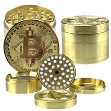 Molino de Hierbas Bitcoin Gold de 4 capas, Molino de Especias y Pimienta, Mortero de Metal, Molino de Tabaco Crudo, Accesorios para Fumar, Herramienta de Cocina - Amarillo - Ver 2