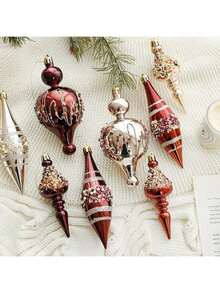 2/3 szt. lśniących, w kolorze szampańskim, wkręcanych ozdób choinkowych, w pudełku