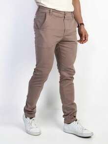 Men's Skinny Jeans In Light Color With Lycra - Brown - View 1