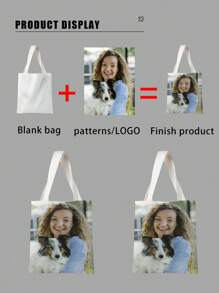 1款定制文字帆船包，独特设计（照片、风景、插图），可折叠，大容量，轻便，时尚，个性化手提包，单肩包，休闲购物袋，新年魅力 - 彩色 - 查看 5