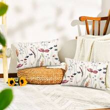 2 件装春季亚麻枕套，水彩蓝绿野花装饰农舍风格枕套，季节性家居沙发装饰，单面印花，不含枕芯（16 英寸 x 16 英寸，18 英寸 x 18 英寸，20 英寸 x 20 英寸） - 藍色綠色 - 查看 8