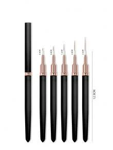 5 件套指甲线刷套装，绘画绘图指甲设计刷，美甲条纹笔长线微小细节精细绘图指甲刷，适合初学者和专业美甲沙龙 - 黑色 - 查看 2