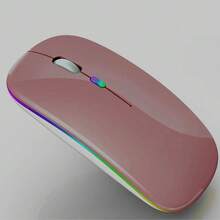 Ratón inalámbrico Bluetooth, ratón de modo dual recargable con LED (Bluetooth 5.2 y receptor USB), ratón silencioso portátil, apto para portátil/ordenador de escritorio/tableta - oro rosa - Ver 7