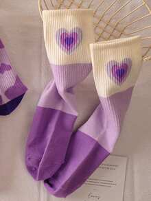 5 pares de calcetines de media caña de colores aleatorios para mujer, calcetines largos tipo tubo con estampado lindo de osos y letras, adecuados para uso diario en primavera y otoño - Multicolor - Ver 8