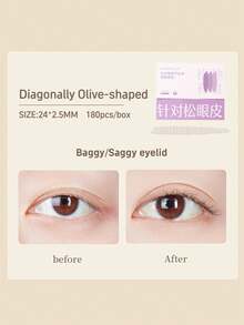 Amortals 360pcs Double Eyelid Tapes 24*2.5mm #Slanted Olive Shape Enlarging Eyes Invisible Eyelid Glue Tapes Lift Droopy Eyelids Long-Lasting, Suitable For Beginners, Makeup Artists, Gifts, Dates, Weddings, Christmas, Winter, Halloween, Thanksgiving, Graduation, Birthdays, Holidays, Y2K, Fashionable Women, Cosmetics, Beauty, Parties, Beach, Travel, Camping, Campus, Celebrations, Decorations, Rose Girl Cosplay, High-End Makeup,Makeup,Cheap,Room Decor,Vanity,Travel,Bedroom,Makeup Accessories - 無色 - 查看 2