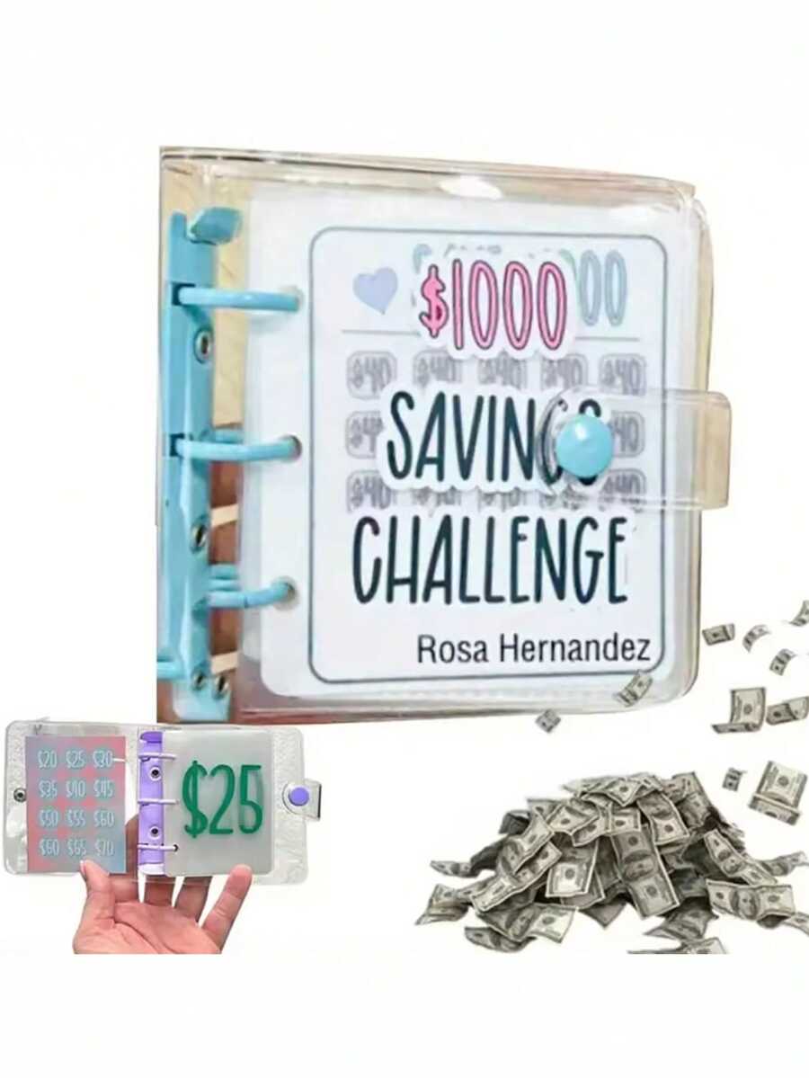 1 pieza, Carpeta para Reto de Ahorro, Carpeta de Ahorro, Libro de Retos de Ahorro con Sobres, Mini Carpeta Presupuestaria con Accesorios de Efectivo - Multicolor - Ver 1