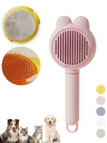 宠物梳毛刷 - 适用于猫、狗和兔子 - 密齿跳蚤梳，符合人体工学的手柄，无需用电，分叉刷头有效去除毛发并温和清洁，宠物美容用品，易于使用的宠物产品，宠物用品，适合猫主人 - 彩色 - 查看 2