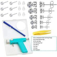 Ear Nose Piercing Kit Tool Stainless Steel Body Ear Navel Machine With 5 Pairs Stud Earrings Jewelry Set - White - View 8