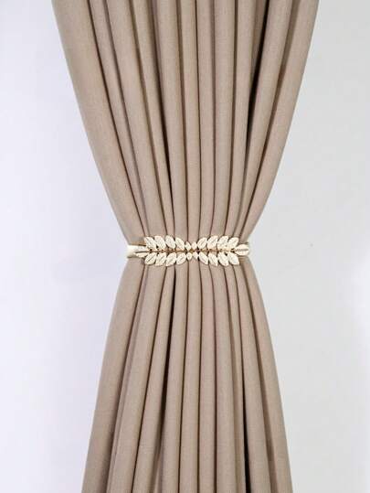 1 件时尚优雅银色多叶窗帘扣，欧式美式金属链条弹力无孔窗帘夹，轻奢创意窗帘带，系带，装饰弹簧系带和绳系装饰