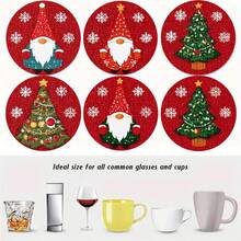 1 Set/4 Stücke/6 Stücke/300 Stücke Weihnachts-Zwerg-Muster bedruckte Diatomeenerde-Untersetzer, geeignet für Zuhause, Café, Nachmittagstee, Restaurant Dekoration, Themenparty, tägliche Dekoration, können als Weihnachtsgeschenke verschenkt werden - Verschiedenfarbig - Übersicht 4