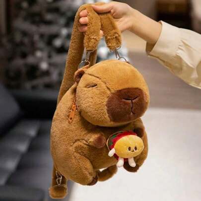 Mochila Bolsa Pelucia Capivara Divertida Kawaii Passeios Escolar Crianças Infantil Varios Modelos Fofa Animal Capybaraal