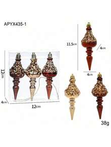 2/3 szt. lśniących, w kolorze szampańskim, wkręcanych ozdób choinkowych, w pudełku