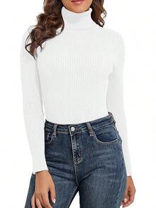 PrettyGuide Women's Ribbed Turtleneck Long Sleeve Sweater Tops