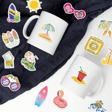 50PCS Summer Chill Vibes Stickers Vinyl Stickers Scrapbook, Journaling, Laptop, Bumper, Skateboard, Water Bottles, Computer, Phone, Cartoon, Hard Hat, Car Stickers And Decals - Multicolor - View 9