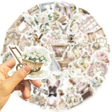 50PCS White Art Retro Stickers Vinyl Stickers Scrapbook, Journaling, Laptop, Bumper, Skateboard, Water Bottles, Computer, Phone, Cartoon, Hard Hat, Car Stickers And Decals - Multicolor - View 6