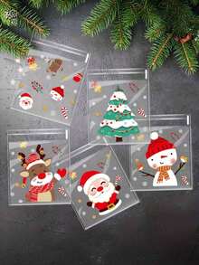50/100pcs Christmas Treat Bags - Self-Sealing, Disposable Opp Candy & Cookie Pouches With Festive Cartoon Designs For Holiday Gifting - Multi-specification - View 13