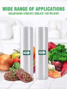 2 paquetes de rollos selladores al vacío, de 3M de longitud, duraderos y resistentes al desgarro, bolsas de almacenamiento de alimentos al vacío para cocina, para almacenamiento de alimentos y cocción a baja temperatura, artículos esenciales de cocina para el hogar - Blanco - Ver 10