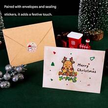 1 opakowanie – 8 kartek świątecznych, 8 kopert, 8 kartek i naklejek, kartki świąteczne, kartki z życzeniami świątecznymi z papieru typu kraft, różne kartki świąteczne, prezenty na świąteczne przyjęcie dla krewnych, przyjaciół i rodziny