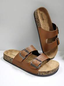 Fashionable Soft-Sole Comfortable Insole Slip-On Mule Sandals, Unisex Summer Outdoor Beach Walking Slippers - Light Brown Leather - View 4