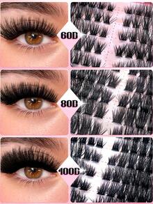 Juego de 800 piezas/576 piezas/488 piezas/200 piezas de pestañas postizas, incluye estilos 40D, 60D, 80D, 100D, 80D esponjosas, 40D naturales. El set contiene adhesivo, pinzas y cepillo para pestañas. Ligeras, impermeables, suaves y cómodas. Fáciles para principiantes. Pueden crear looks naturales a voluminosos para varias ocasiones. Se puede lograr un efecto de pestañas de salón fácilmente en casa. - Negro - Ver 10