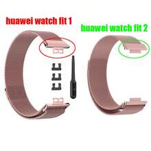 1条男女通用时尚金属磁吸表带，兼容华为Fit 1/Fit 2/Fit 3/Fit 4/Fit 4 Pro智能手表，银色、黑色、玫瑰金等多种颜色可选，经典金属磁吸米兰尼斯网状表带，兼容华为Fit 3/2/1/4/Pro智能手表，智能手环配件 - 金色 - 查看 3
