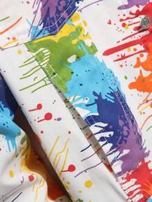 男士时尚涂鸦印花牛仔夹克，秋季 - 彩色 - 查看 5