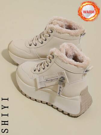 Fashionable Versatile Casual Thick Sole Wedge Heel Snow Boots, Autumn/Winter