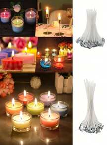 100 piezas de mechas de vela sin humo con núcleo puro para hacer velas DIY, suministros para fiestas, decoración de habitaciones, regalos de cumpleaños y graduación, kits de fabricación de velas con mechas previamente enceradas de bajo humo para adultos que hacen velas de cera de soja y cera de abeja para Halloween, otoño, festivales, vacaciones, invierno, decoración de habitaciones y regalos.