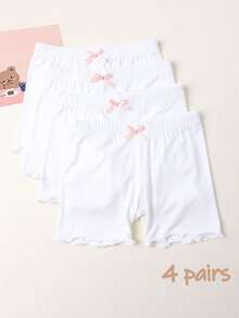 4pcs/Pack Baby Girls' Cute & Simple Style Safety Shorts - White - View 1
