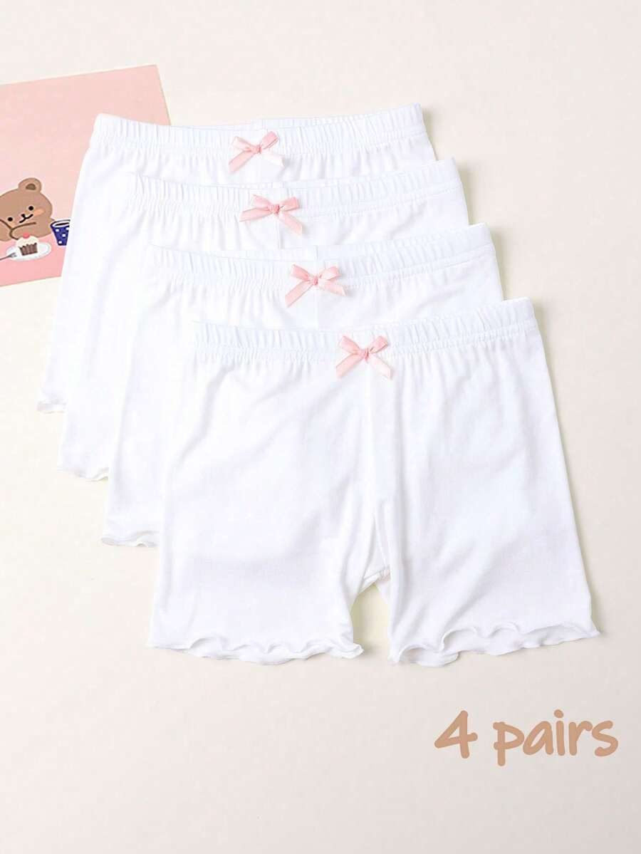 4pcs/Pack Baby Girls' Cute & Simple Style Safety Shorts - White - View 1