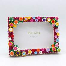 6-Inch Floral Mosaic Photo Frame, Creative Handmade Puzzle Frame, Wall-Mountable, Blooming Summer - Color - View 4