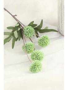 5pcs Faux Silk Pompon Mum Artificial Flowers, Bulk Fake Mini Chrysanthemums With Stems For DIY Bouquet Centerpieces Wedding Fillers Champagne Arrangements Shower Decorations, Beige