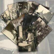 68/包（32 张纸垫 + 36 张贴纸）维多利亚时代照片纸垫 - 古董维多利亚时代复古卡片，带有身着长裙的优雅女士，4x6 英寸（10x15 厘米），适用于剪贴簿、垃圾日记本、婚礼、生日、周年纪念装饰 - 黑色 - 查看 3