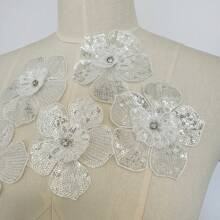 5 件 3D 蕾丝串珠缝纫花，用于装饰衣服、鞋子和帽子