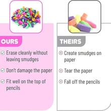 铅笔橡皮擦，50 片装，150 片装，铅笔头橡皮擦，橡皮擦帽，笔帽，顶部橡皮擦。橡皮擦 - 彩色 - 查看 3