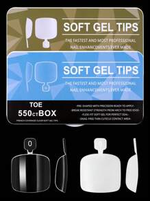 550Pcs Short Square Soft Gel Full Cover Nail Tips Kits, 11 Sizes Full Cover Pre-Shaped Fake Press On Nails With Case For DIY Home-Salon Manicure Tools Nail - Clear - View 11