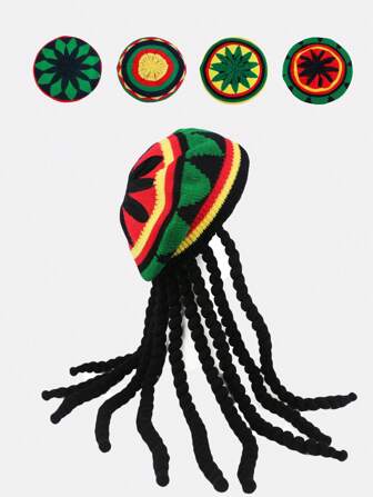 1 pieza Nuevo Gorro Peluca de Jamaica, Gorro de Punto, Unisex Adecuado para Uso Diario y Fiestas