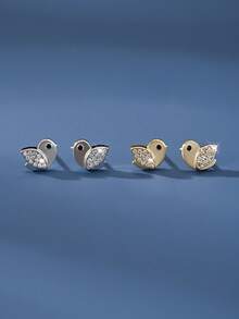 1 Pair 925 Sterling Silver Delicate Chic Versatile Niche Bird Stud Earrings For Women, Gift For Friends