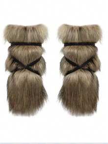 1 套中世纪维京披肩袖脚套，人造毛皮斗篷围巾，适合万圣节服装，复古毛绒