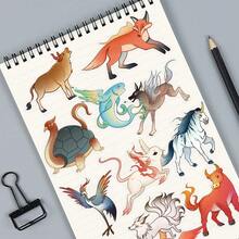 50 件山海经贴纸 剪贴簿、日记本、笔记本电脑、保险杠、滑板、水瓶、电脑、手机、卡通、安全帽、汽车贴纸和贴花 - 彩色 - 查看 10