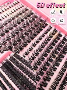 560pcs D Curl Fluffy Lashes Cluster Lash Extension Kit With 80pcs Bottom Lashes And 6 Styles Mixed 8-16mm Length Mixed Fluffy 60D+80D+100D Individual Lashes Cluster Segmented Spikes D Curl Eyelash Extension - D - View 8