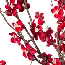 Artificial Cherry Blossom Flowers Realistic Fake Plum Blossom Floral For Home Decor - 紅色 - 查看 3