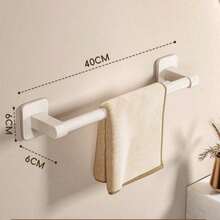 Stick-On No-Punch Hollow Towel Rack, Easy To Install, Super Sticky, Durable Other Materials, Wall-Mounted Towel Rack, Space-Saving Bathroom Accessory - White - View 12