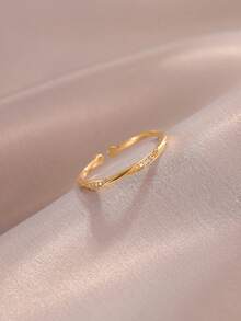 1 件时尚、奢华、优雅的莫比乌斯女士戒指，精致可调节开口戒指适合日常佩戴和节日礼物 - 金色 - 查看 5