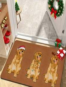 1/2 Pcs Christmas Golden Retriever Doormat - Cute Doormat, Suitable For Kitchen/Living Room/Bathroom/Entryway And Living Room Holiday Decor - Multicolor - View 1