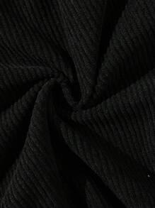 Men Long Sleeve Corduroy Old Money Shacket, Fall - Black - View 10