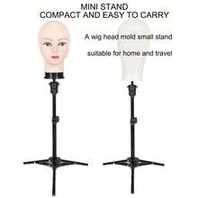 19.6/43.3英寸假发支架三脚架金属可调节模特头架升级可折叠假发头架适用于美容美发培训