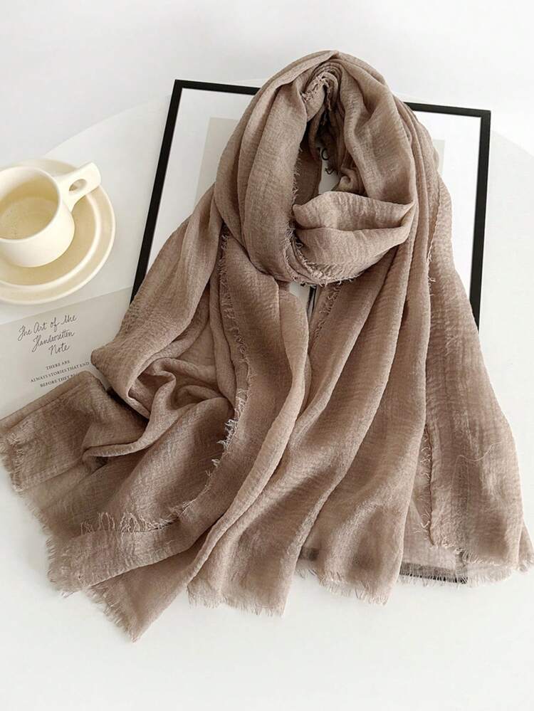 1 Piece Solid-Colored Linen Scarf For Women, Vintage Solid Color Medium-Length Scarf, Decorative Long Shawl For Dress,Beach,Holiday - Multicolor - View 18